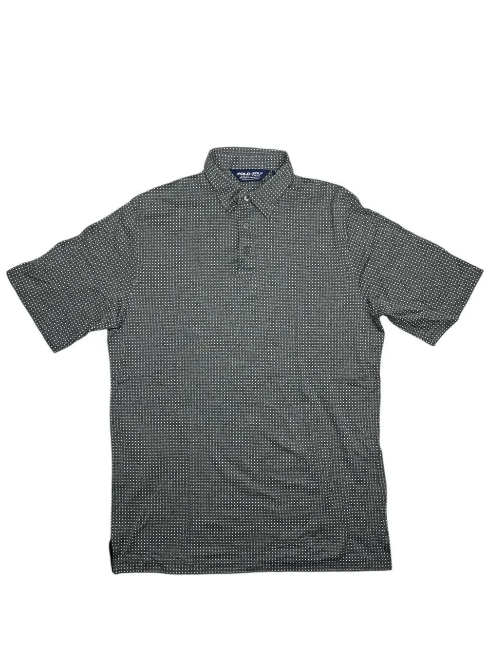Polo Golf Ralph Lauren Shirt M Pima Cotton Peru Gray Dot Pattern Excellent
